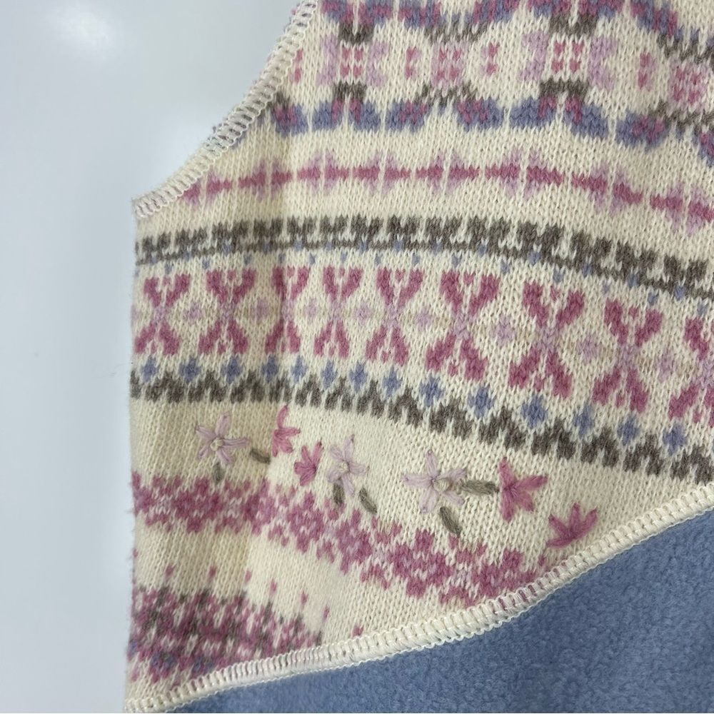 Vintage Woolrich Lambswool Patchwork Zip Vest Sweater XL Petite Pastel Outdoor - Picture 7 of 10